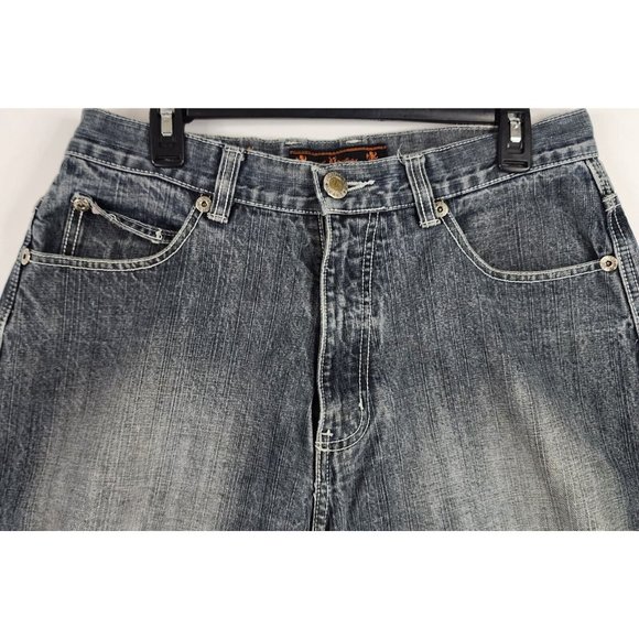 Victorious Urban Couture Shorts Mens 34 Blue Denim Painted Distressed Streetwear - Picture 6 of 14